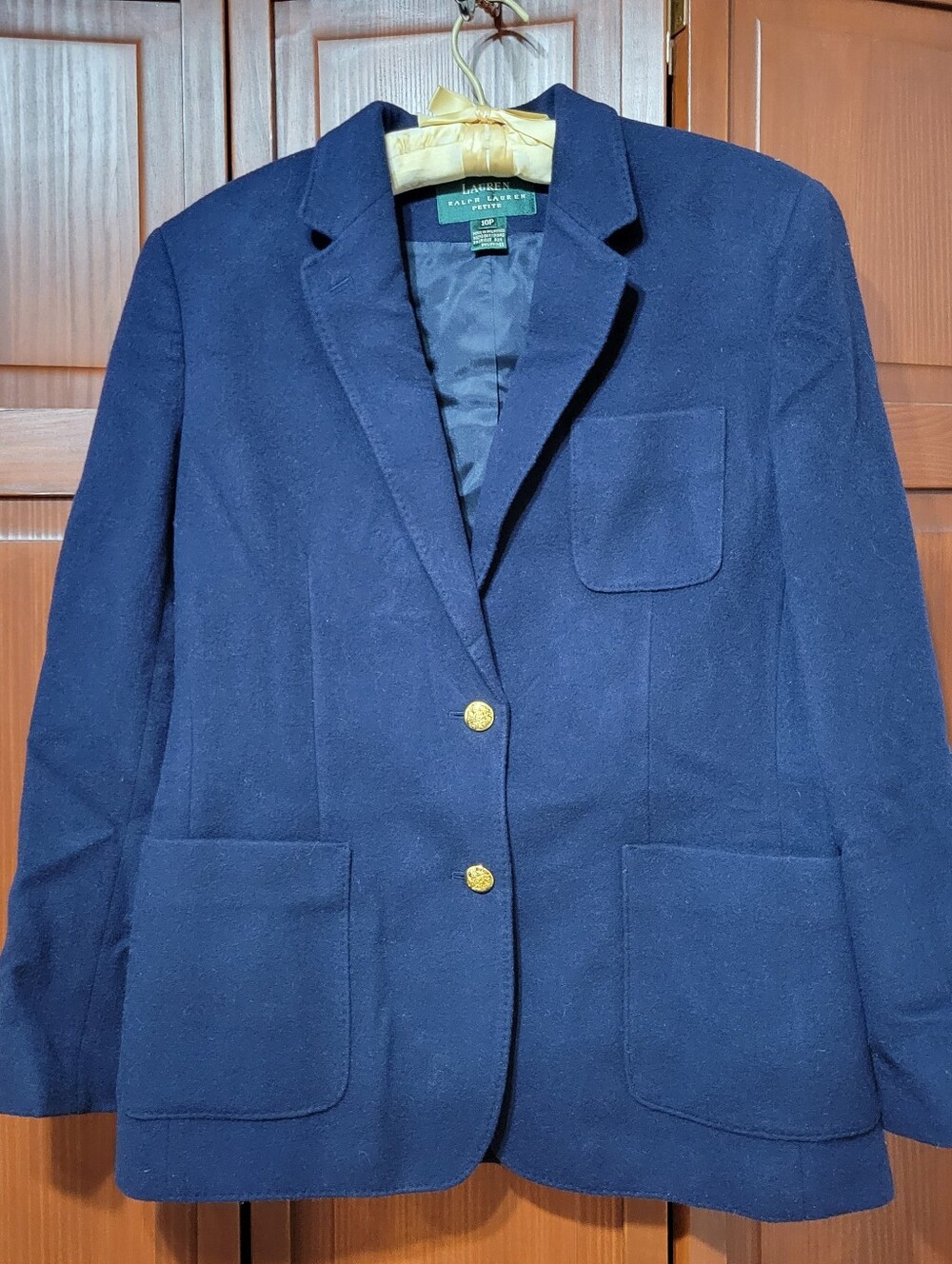 Vintage Lauren Ralph Lauren Petite Dark Blue Wool and Cashmere Blend Blazer 10P